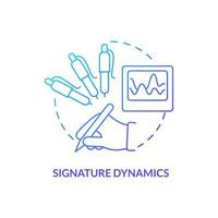 Signature dynamics blue gradient concept icon. Measuring behavior abstract idea thin line illustration. Individual handwriting. Biometric modality. Isolated outline drawing. vector