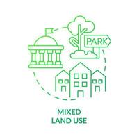 Mixed land use green gradient concept icon. Creating eco-friendly cities abstract idea thin line illustration. Public space and landscape. Isolated outline drawing. vector