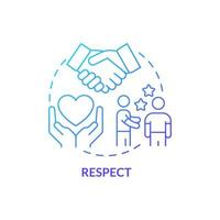 Respect blue gradient concept icon. Business ethics component abstract idea thin line illustration. Ethical communication. Moral value. Isolated outline drawing. vector