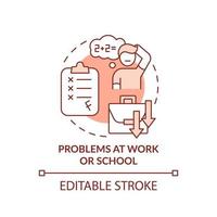 Problems at work and school terracotta concept icon. Sign of game addiction abstract idea thin line illustration. Isolated outline drawing. Editable stroke. vector