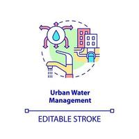 Urban water management concept icon. Conserving urban biodiversity abstract idea thin line illustration. Manage freshwater. Isolated outline drawing. Editable stroke. vector