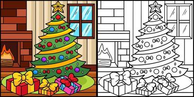 Christmas Tree with Gifts Coloring Page Colored