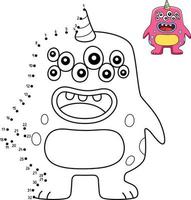 Dot to Dot Monster With Multiple Eyes Isolated vector