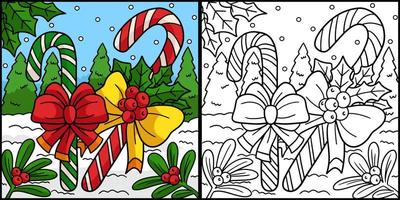 Christmas Candy Cane Coloring Page Illustration