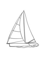 Sailing Isolated Coloring Page for Kids vector