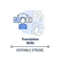 Translation skills light blue concept icon. In demand additional skill abstract idea thin line illustration. Isolated outline drawing. Editable stroke. vector