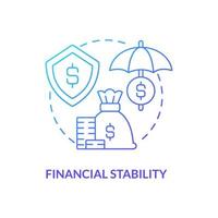 Financial stability blue gradient concept icon. Organizational culture characteristic abstract idea thin line illustration. Insurance. Isolated outline drawing. vector