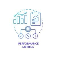 Performance metrics blue gradient concept icon. Application of business intelligence abstract idea thin line illustration. Measure data. Isolated outline drawing. vector