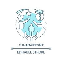 Challenger sale turquoise concept icon. Highly effective selling technique abstract idea thin line illustration. Isolated outline drawing. Editable stroke. vector