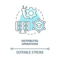 Distributed operations turquoise concept icon. Difficult to adapt. Higher education abstract idea thin line illustration. Isolated outline drawing. Editable stroke. vector