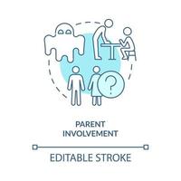 Parent involvement turquoise concept icon. Process interference. Problem in schools abstract idea thin line illustration. Isolated outline drawing. Editable stroke. vector