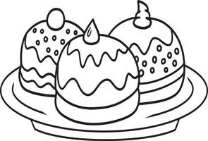 Hanukkah Sufganiyah Isolated Coloring Page vector