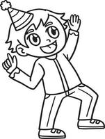 Boy Celebrating New Year Isolated Coloring Page vector