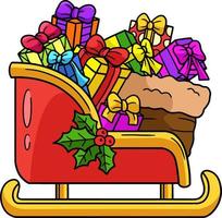 Christmas Sleigh Cartoon Colored Clipart vector