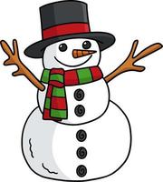 Christmas Snowman Cartoon Colored Clipart vector