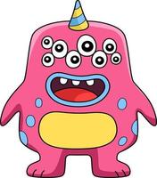 Monster With Multiple Eyes Cartoon Clipart vector