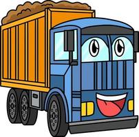 Dump Truck with Face Vehicle Cartoon Clipart vector