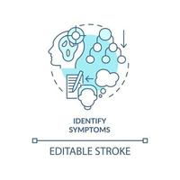 Identify symptoms turquoise concept icon. Before appointment with therapist abstract idea thin line illustration. Isolated outline drawing. Editable stroke. vector