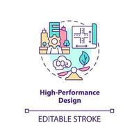 High-performance design concept icon. Sustainable architecture principle abstract idea thin line illustration. Isolated outline drawing. Editable stroke. vector