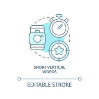 Short vertical videos turquoise concept icon. Media format. Social media trend abstract idea thin line illustration. Isolated outline drawing. Editable stroke. vector