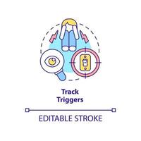 Track triggers concept icon. List of fear factors. Before appointment with therapist abstract idea thin line illustration. Isolated outline drawing. Editable stroke. vector