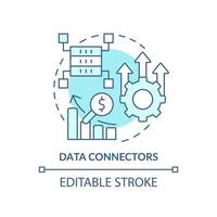 Data connectors turquoise concept icon. Sales tool abstract idea thin line illustration. Isolated outline drawing. Establish connection to database. Editable stroke. vector