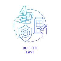 Built to last blue gradient concept icon. Advantage of sustainable architecture abstract idea thin line illustration. Design strategy. Isolated outline drawing. vector