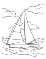 Sailing Coloring Page for Kids vector