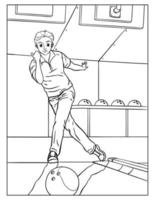 Bowling Coloring Page for Kids vector