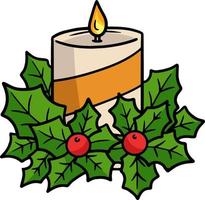 Christmas Candle Cartoon Colored Clipart vector