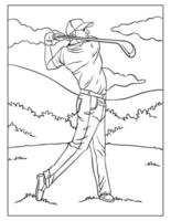 Golf Coloring Page for Kids vector