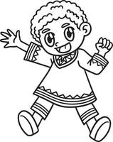 Kwanzaa Child Playing Isolated Coloring Page vector