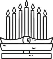 Kwanzaa Kinara Isolated Coloring Page for Kids vector