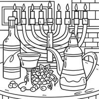 Dibujo de Hanukkah cáliz y decantador de aceite para colorear vector