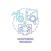 icono de concepto de gradiente azul de progreso de seguimiento. tarea de análisis de negocios idea abstracta ilustración de línea delgada. investigación de mercado. prueba en vivo dibujo de contorno aislado. vector