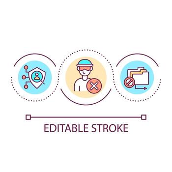 icono del concepto de bucle del sistema anti-piratería. proteger datos confidenciales contra ataques cibernéticos idea abstracta ilustración de línea delgada. amenazas de seguridad. dibujo de contorno aislado. trazo editable. vector