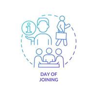 Day of joining blue gradient concept icon. Comfortable adaptation. Interview. Onboarding process abstract idea thin line illustration. Isolated outline drawing. vector