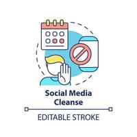 Social media cleanse concept icon. Way to break social networks addiction abstract idea thin line illustration. Isolated outline drawing. Editable stroke. vector