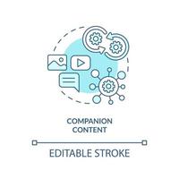 Companion content turquoise concept icon. Media platforms. Creator economy trend abstract idea thin line illustration. Isolated outline drawing. Editable stroke. vector