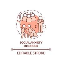 Social anxiety disorder terracotta concept icon. Downside of social media abstract idea thin line illustration. Isolated outline drawing. Editable stroke. vector