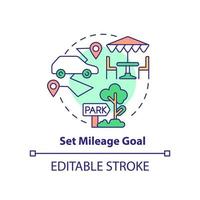 Set mileage goal concept icon. Do regular stops. Road trip recommendation abstract idea thin line illustration. Isolated outline drawing. Editable stroke. vector