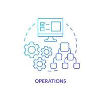 icono de concepto de gradiente azul de operaciones. sistema y tecnología. elemento de gestión de la cadena de suministro idea abstracta ilustración de línea delgada. dibujo de contorno aislado. vector