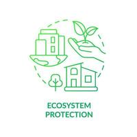 Ecosystem protection green gradient concept icon. Advantage of sustainable architecture abstract idea thin line illustration. Global environment. Isolated outline drawing. vector