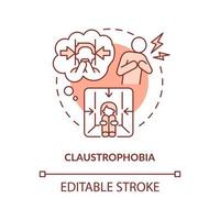 Claustrophobia red concept icon. Fear of enclosed spaces. Most common phobia abstract idea thin line illustration. Isolated outline drawing. Editable stroke. vector