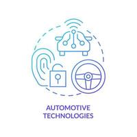 Automotive technologies blue gradient concept icon. Biometric technology usage abstract idea thin line illustration. Self-driving cars. Isolated outline drawing. vector