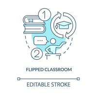 Flipped classroom turquoise concept icon. Discussion at lesson. Trend in education abstract idea thin line illustration. Isolated outline drawing. Editable stroke. vector