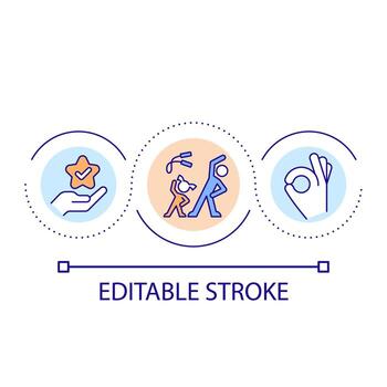 Parent and kid workout loop concept icon. Physical activity for children abstract idea thin line illustration. Regular exercises. Isolated outline drawing. Editable stroke. vector