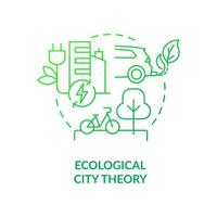 icono de concepto de gradiente verde de la teoría de la ciudad ecológica. sostenibilidad en el plan urbano idea abstracta ilustración de línea delgada. ciudad ecológica. energía renovable. dibujo de contorno aislado. vector