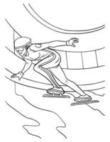 Speed Skating Coloring Page for Kids vector