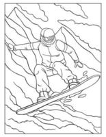 Snowboarding Coloring Page for Kids vector